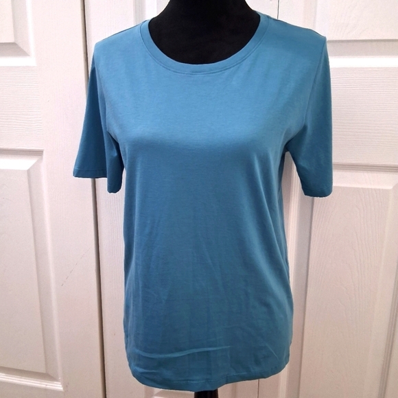 NWT Eileen Fisher Teal Tee Shirt Size S/P - Picture 1 of 14
